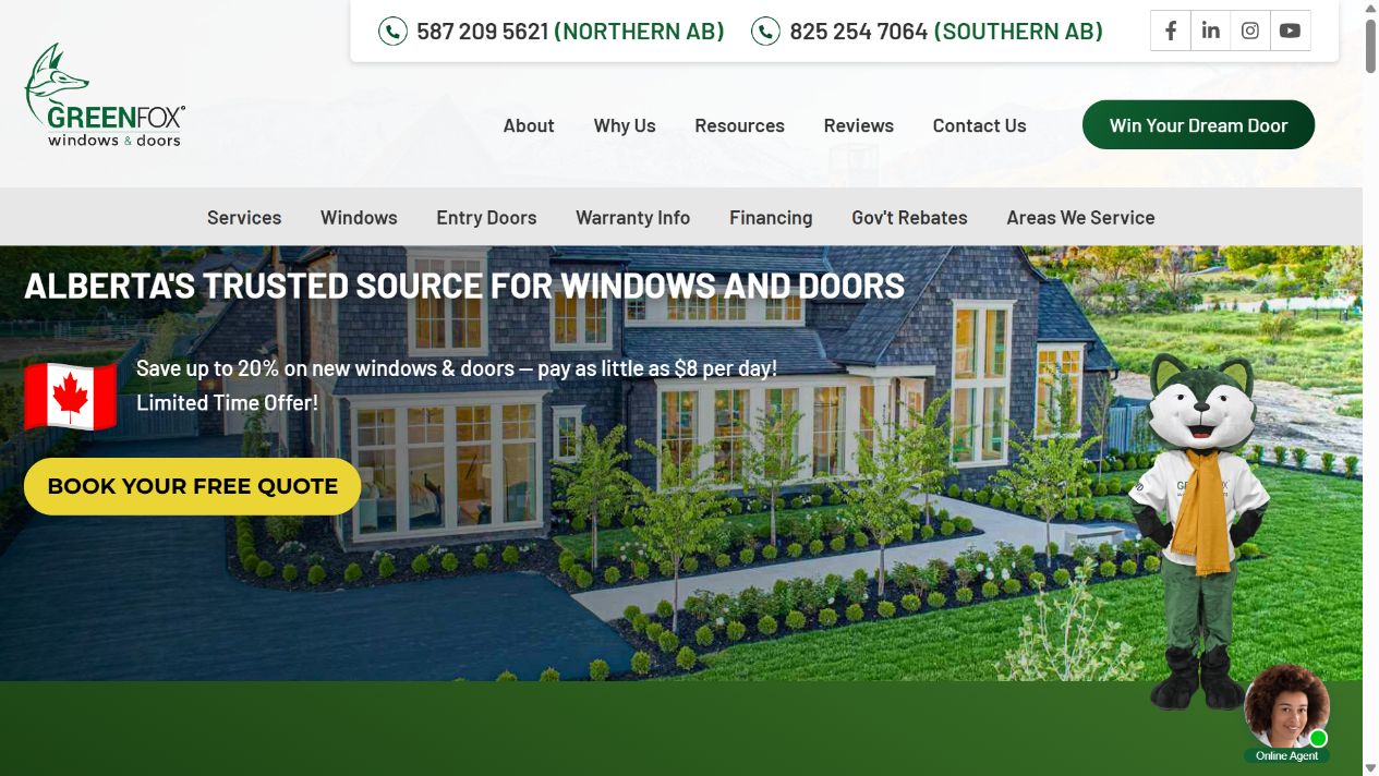 GreenFox Windows & Doors website screenshot
